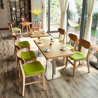 简约咖啡厅西餐厅汉堡奶茶饮品店桌椅定制餐饮店披萨实木桌椅组合