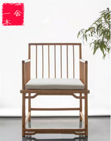 新中式免漆老榆木禅意茶椅梳背椅子实木餐椅圈椅古典家具海棠椅子