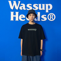 WASSUP短袖T恤男士潮牌 2022新品夏国潮宽松情侣半袖纯棉重磅美式