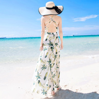 夏季泰国巴厘岛女装海边度假沙滩裙露背吊带连衣裙波西米亚长裙子