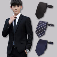 领带男商务正装韩版拉链黑色懒人上班男士职业结婚学生易拉得领带