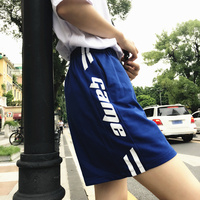 2018夏季韩版复古BF宽松阔腿裤子字母印花运动休闲短裤女热裤