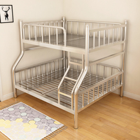 不锈钢双层床高低子母床上下铺铁架床304加厚简约铁床大人双人床