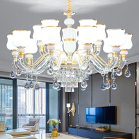 欧式客厅吊灯具现代简约大气水晶灯臂发光奢华饭餐厅组合全屋套餐