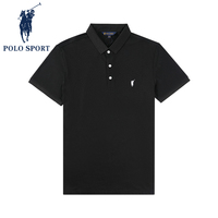 Polo Sport短袖polo衫男夏季美式翻领黑色宽松潮流商务休闲薄T恤