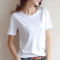 纯造2018夏季新款宽松短袖t恤女韩版纯白色圆领上打底衫体恤