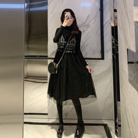 秋装2019年新款女韩版初秋时尚显瘦洋气欧货法式复古两件套装裙子