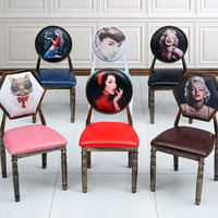 欧式美甲椅子凳子靠背复古椅子做旧餐椅现代简约创意化妆椅