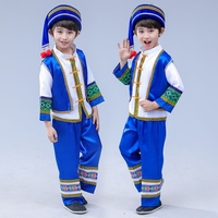 新款儿童苗族演出服男童少数民族服装壮族云南土家族葫芦丝表演服