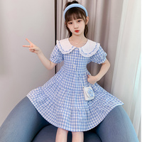 女童连衣裙夏装娃娃领2022新款时髦儿童洋气公主裙中大童夏季裙子