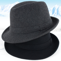 时尚帽子秋冬季毛呢礼帽男士爵士帽英伦复古毛帽韩版潮度假帽