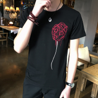 2018夏装新款男士短袖T恤 韩版个性印花体恤男装上衣服半截袖