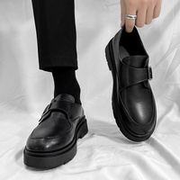 男鞋2022新款潮流秋季英伦商务正装黑色休闲皮鞋男士厚底大头潮鞋