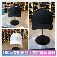 MLB韩国正品棒球帽基本款黑色黑标NY帽子男女可调节经典款鸭舌帽