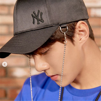 MLB韩国专柜正品棒球帽18新款EXO世勋同款侧标小标带金属链NY