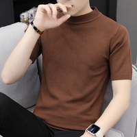 男士短袖t恤韩版潮流圆领半截袖夏季男装修身纯色衣服帅气针织衫