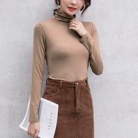 高领莫代尔打底衫女 秋装2018新款韩版修身上衣加绒纯色长袖t恤女