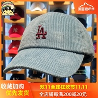 韩国MLB帽子正品代购19冬道奇队LA小标刺绣男女百搭灯芯绒棒球帽