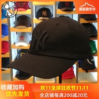 MLB帽子韩国夏季新款NY洋基队纯黑男女同款可调节软顶弯檐棒球帽
