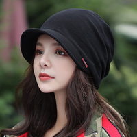 帽子女时尚包头帽秋冬韩版套头帽双层月子帽韩国鸭舌帽多用头巾帽