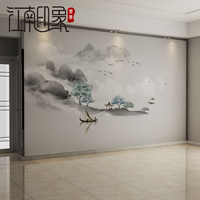 新中式抽象山水背景墙纸卧室床头背景壁纸客厅电视背景墙壁纸壁画