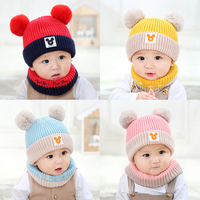 婴儿帽子秋冬季女宝宝毛线保暖帽0-12个月男儿童新生婴幼儿护耳帽
