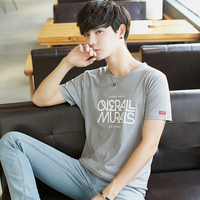 莫代尔t恤短袖男士夏季衣服学生韩版潮流冰丝半袖青少年灰色丅恤