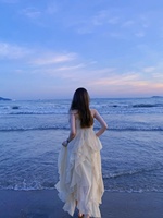 三亚旅游穿搭拍照法式沙滩裙女海边度假超仙气质长款吊带连衣裙夏