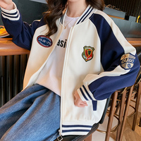 女童春装外套2022新款学生学校棒球服中大童春秋季女生韩版短外套