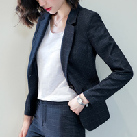 格子西装外套女英伦风韩版短款修身小个子职业装时尚休闲西服套装