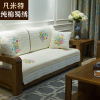 新中式沙发垫套巾实木坐垫子布艺防滑四季通用红木123组合中国风