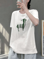 花概念韩版休闲卡通印花短袖T恤女新款时尚百搭显宽松舒适瘦上衣