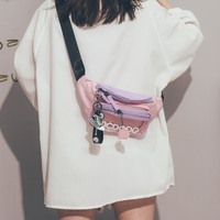 日本代购质感小包包女网红夏天透明斜挎腰包ins可爱少女酷潮胸包