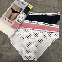 美国超市Calvin Klein CK女士纯棉透气白边三角内裤3条礼盒装现货