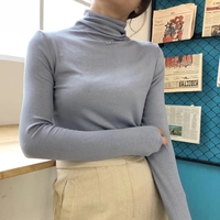2018秋季SARA百搭高领薄款长袖T恤修身打底衫女纯色内搭打底上衣