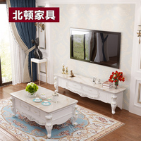 现代客厅沙发简欧大理石茶几电视柜组合套装伸缩实木雕花茶桌子