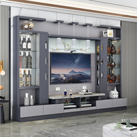轻奢电视柜现代简约玻璃墙柜一体组合背景墙整体电视墙柜现代简约