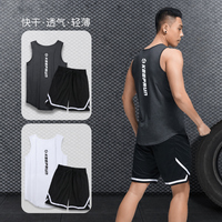 健身服男冰丝速干背心运动套装夏季T恤篮球装备训练短袖跑步衣服