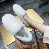 2018冬季新款网红韩版毛毛鞋女冬外穿羊羔毛一脚蹬平底百搭豆豆鞋