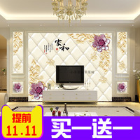 3d立体电视背景墙墙纸简约现代壁纸客厅装饰影视墙布软包壁画欧式