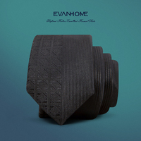 Evanhome新款韩版窄领带 5cm纯黑色暗花竖条纹 L5050休闲色织领带