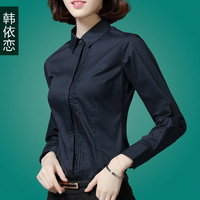 衬衫女长袖2019新款韩版弹力显瘦ol气质大码职业正装工作服黑衬衣