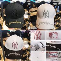 韩国代购正品MLB棒球帽新款洋基队NY镶钻Yankees鸭舌帽男帽女帽子