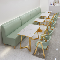 奶茶店桌椅组合小吃店卡座沙发甜品咖啡厅汉堡店餐厅靠墙软包定制