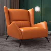 北欧极简意式单人沙发真皮沙发椅懒人设计师休闲椅网红轻奢老虎椅
