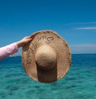 拉菲草帽子女夏天遮阳海边防晒度假字母大帽檐出游百搭沙滩帽子女