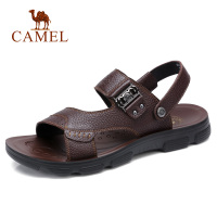 Camel/骆驼男凉鞋夏季牛皮露趾沙滩鞋休闲男士凉鞋轻便两用凉拖鞋