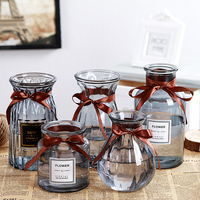 欧式玻璃透明花瓶创意水培绿萝植物玫瑰百合富贵竹插花瓶客厅摆件