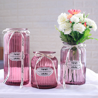 【三件套】玻璃透明花瓶欧式水培绿萝植物花瓶客厅摆件百合插花瓶