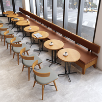定制西餐厅咖啡厅实木靠墙卡座沙发甜品奶茶店小吃汉堡店桌椅组合